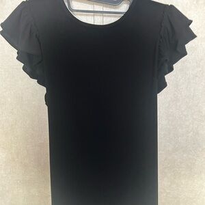 Black Ruffle Sleeve Top